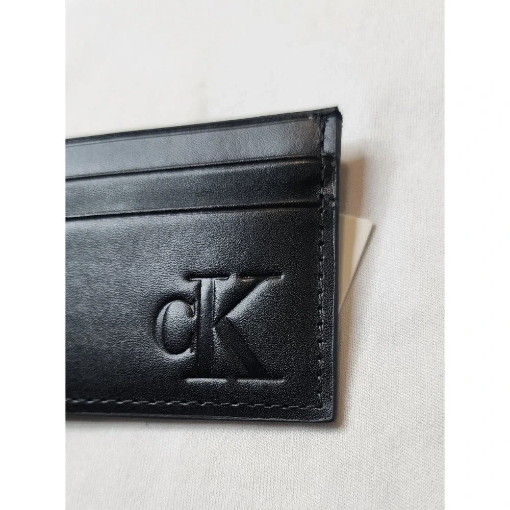 Calvin Klein Men's Black Leather Slim Card Holder Wallet RFID NWT